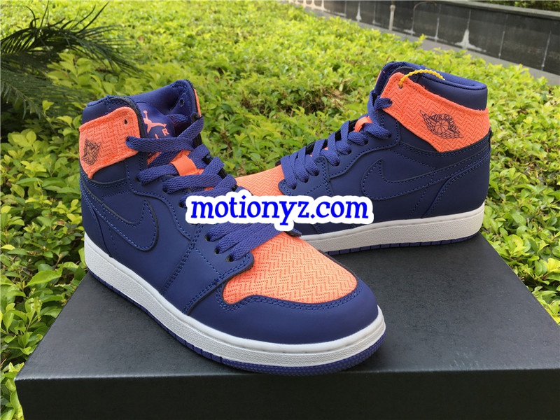 Authentic Air Jordan 1 High Retro GS Orange Blue